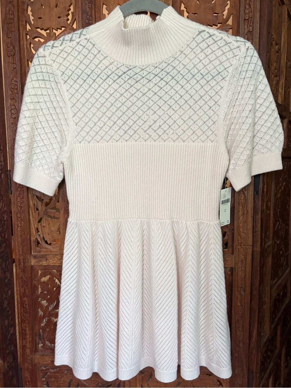 Anthropologie Mock-Neck Sweater Tee Size Medium wool blend short sleeve sweater